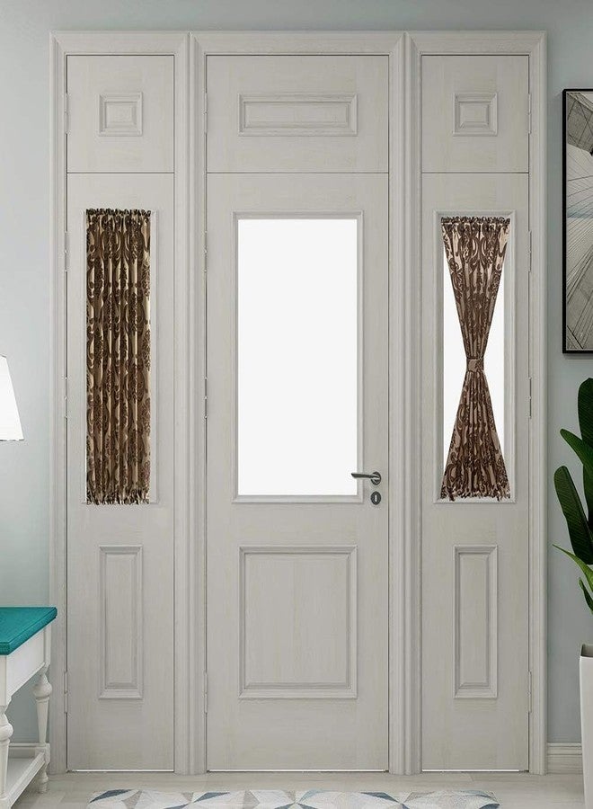 NAPEARL French Door Window Curtains - Damask Panels With Flower Patterns, Jacquard Sidelight Curtains for Front Door, Narrow Window, 1 Panel, W25 X L40 Inches - Image 1